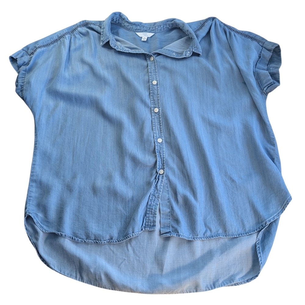 Time and Tru Light Blue Short-Sleeve Button-Down Shirt Size XL